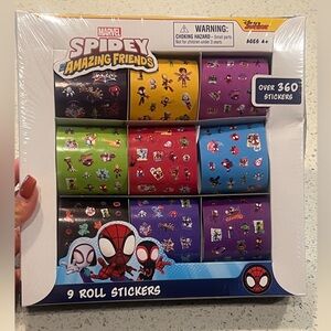 🕸️🕷️NWT SPIDEY & FRIENDS BOX 9 ROLLS 360+ STICKER COLLECTION🕸️🕷️